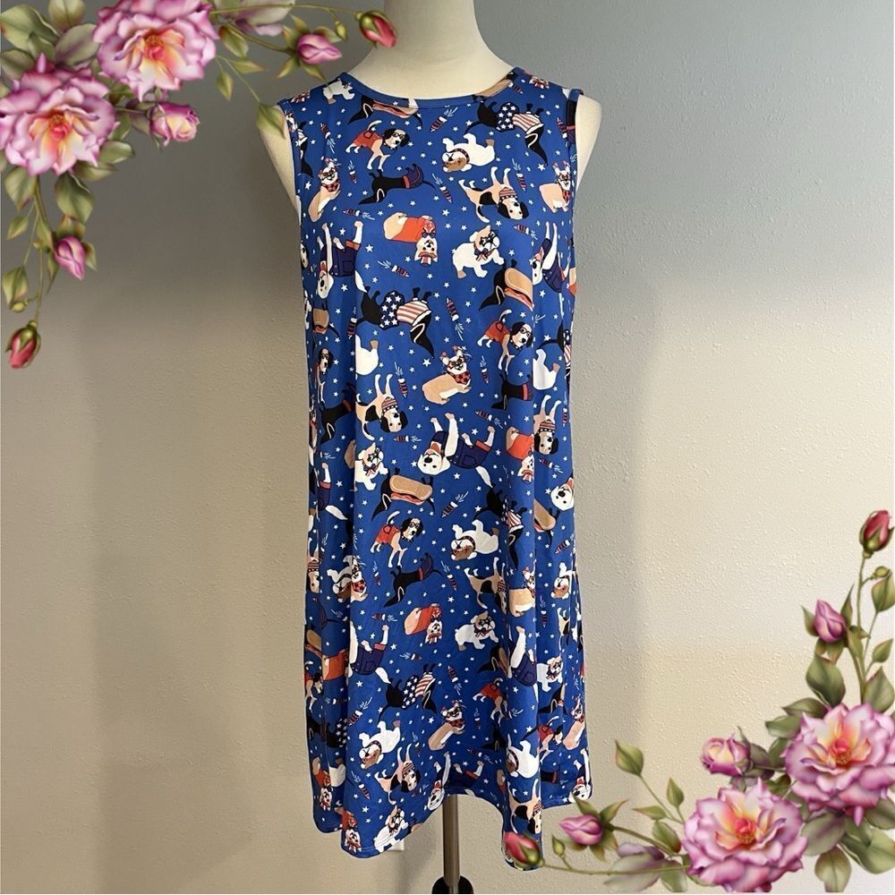 4th of July sleeveless scoop neck swing dress